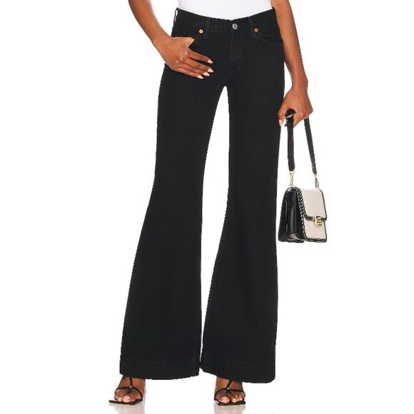 Re/Done Womens 70's Low Rise Bell Bottom Jeans in Black Size 23 - Picture 3 of 14
